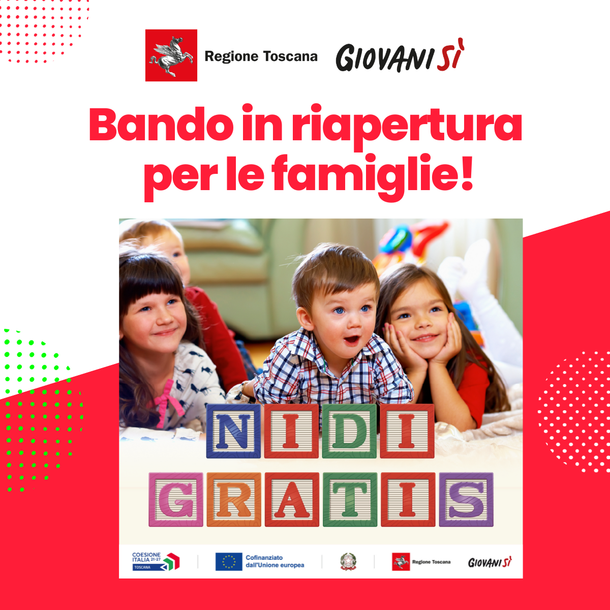 Nidi gratis, bando in riapertura