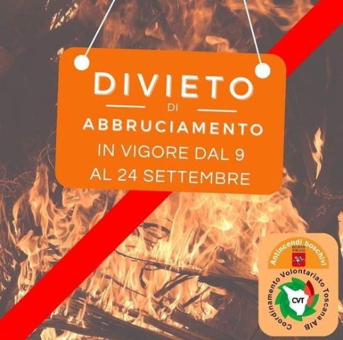 Istituzione periodo a rischio incendi boschivi dal 09 al 24 settembre 2023
